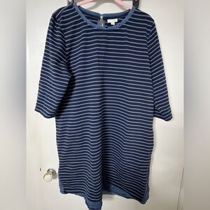 J. Jill Navy and White Striped Midi Dress